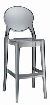Дизайнерски бар стол с облегалка в прозрачно сиво